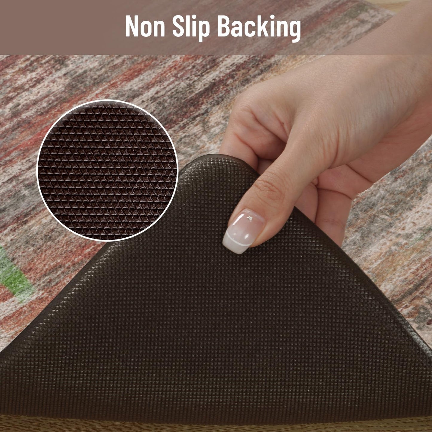 KIMODE Anti Fatigue Kitchen Mats for Floor 18"x28" Half Circle Cushioned Kitchen Floor Mats, Red Brown Abstract Kitchen Rug, Comfort Ergonomic Standing Desk Mat for Sink Laundry Office