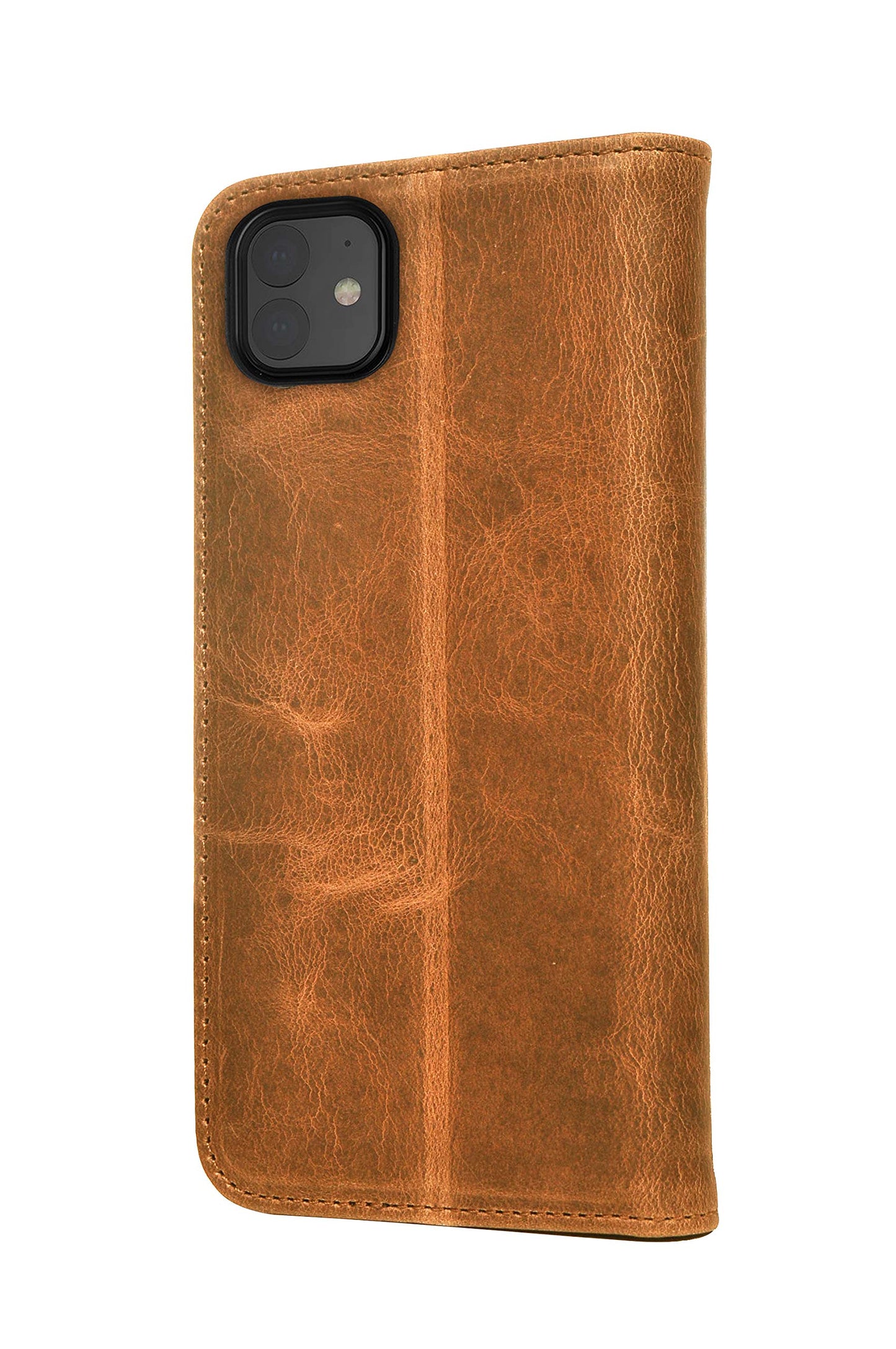 Porter Riley - Leather Case for iPhone 12 Mini (5.4"). Premium Genuine Leather Stand/Cover/Wallet/Flip Case with [Card Slots] [Horizontal Stand] [Durable Frame] (Tan)