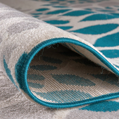Rugshop Modern Floral Circles Design for Living Room,Bedroom,Home Office,Kitchen Non Shedding Area Rug 7'6" x 9' 5" Blue