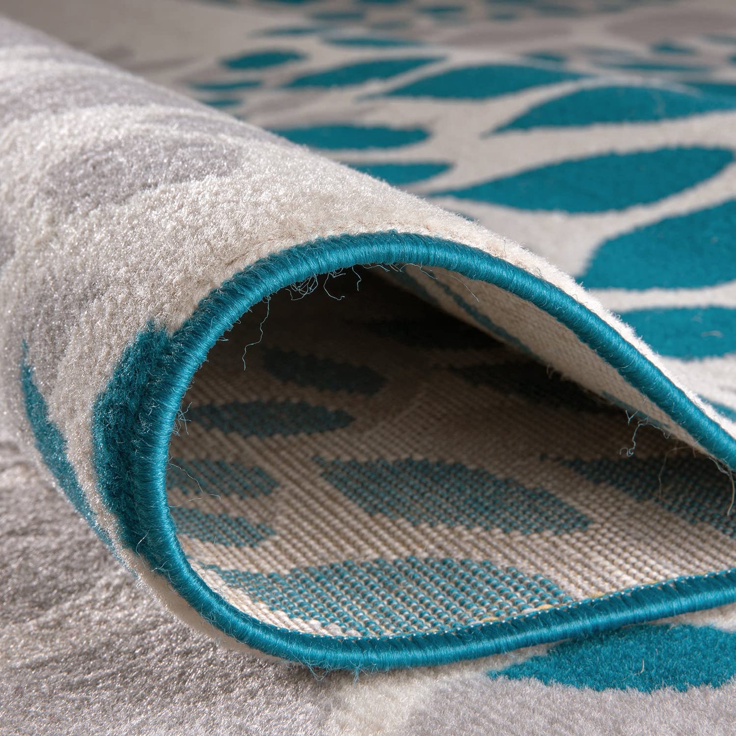 Rugshop Modern Floral Circles Design Easy Cleaning for Living Room,Bedroom,Home Office,Kitchen Non Shedding Area Rug 5' x 7' Blue