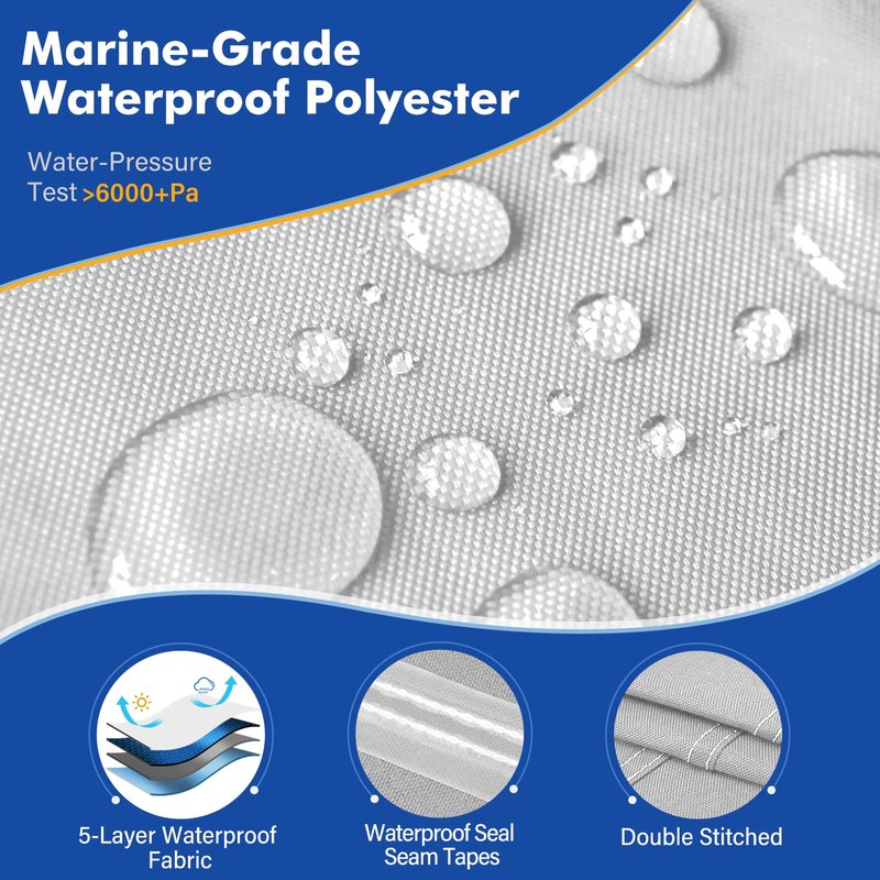 YimSting 1200D Waterproof Boat Cover - Fits 17' to 19' ft Bass, V-Hull, Tri-Hull, Fish & Ski, Runabout Bowrider Boats - Heavy Duty Canvas Gray