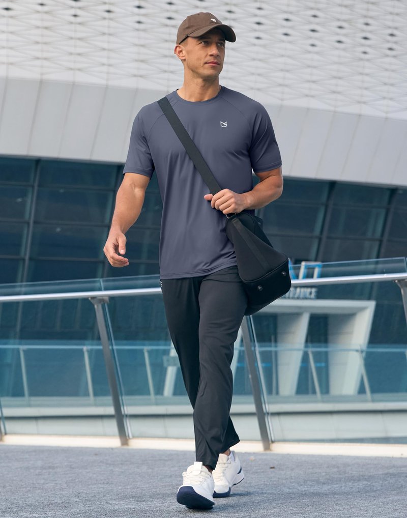 G Gradual Men's Athletic Workout T-Shirts Moisture Wicking Cooling Running Shirts Short Sleeve Performance Tee for Gym Tennis(Dusty Blue,XXL)