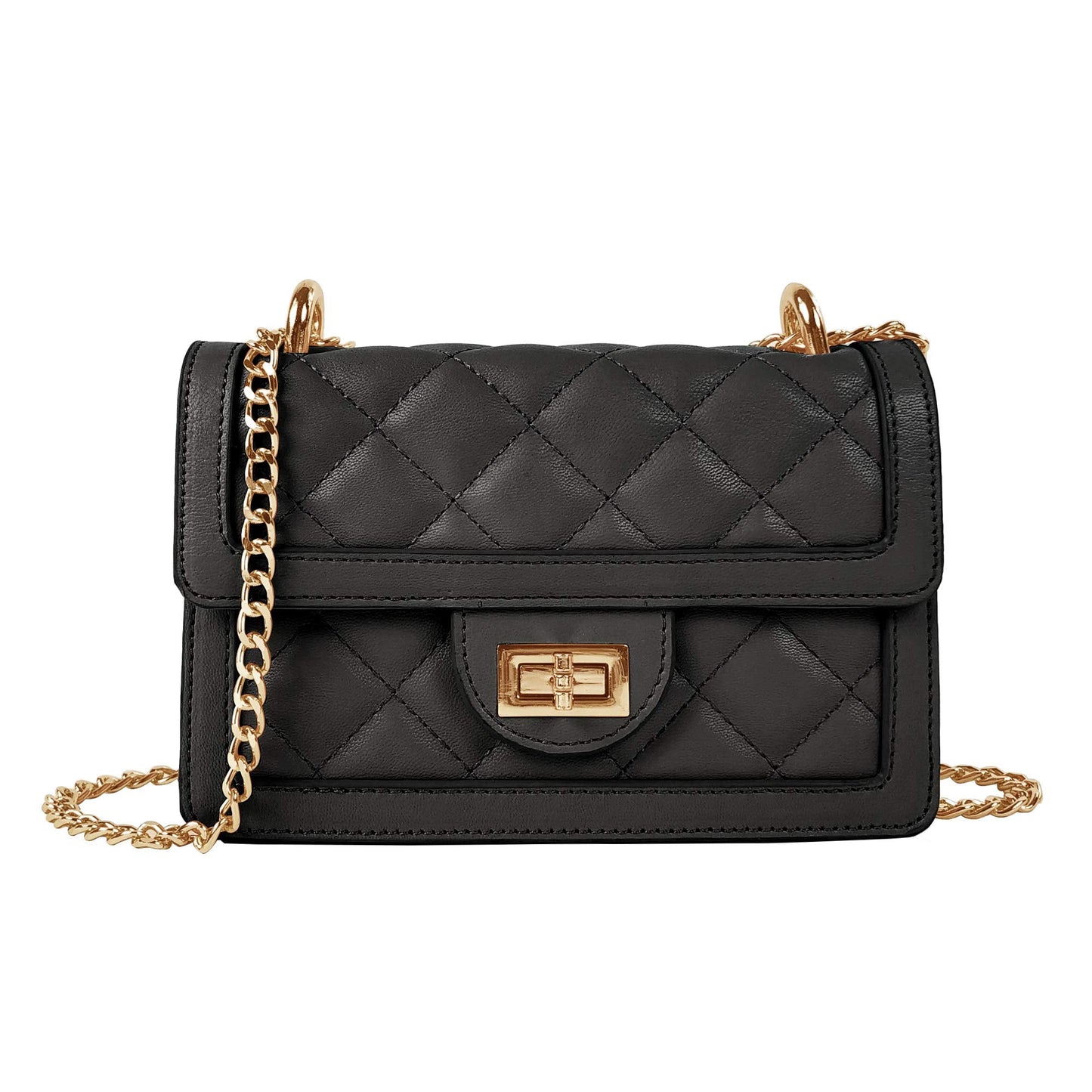 SG SUGU Small Quilted Crossbody Bag, Trendy Designer Shoulder Bag, Phone Wallet Purse for Women (Black)