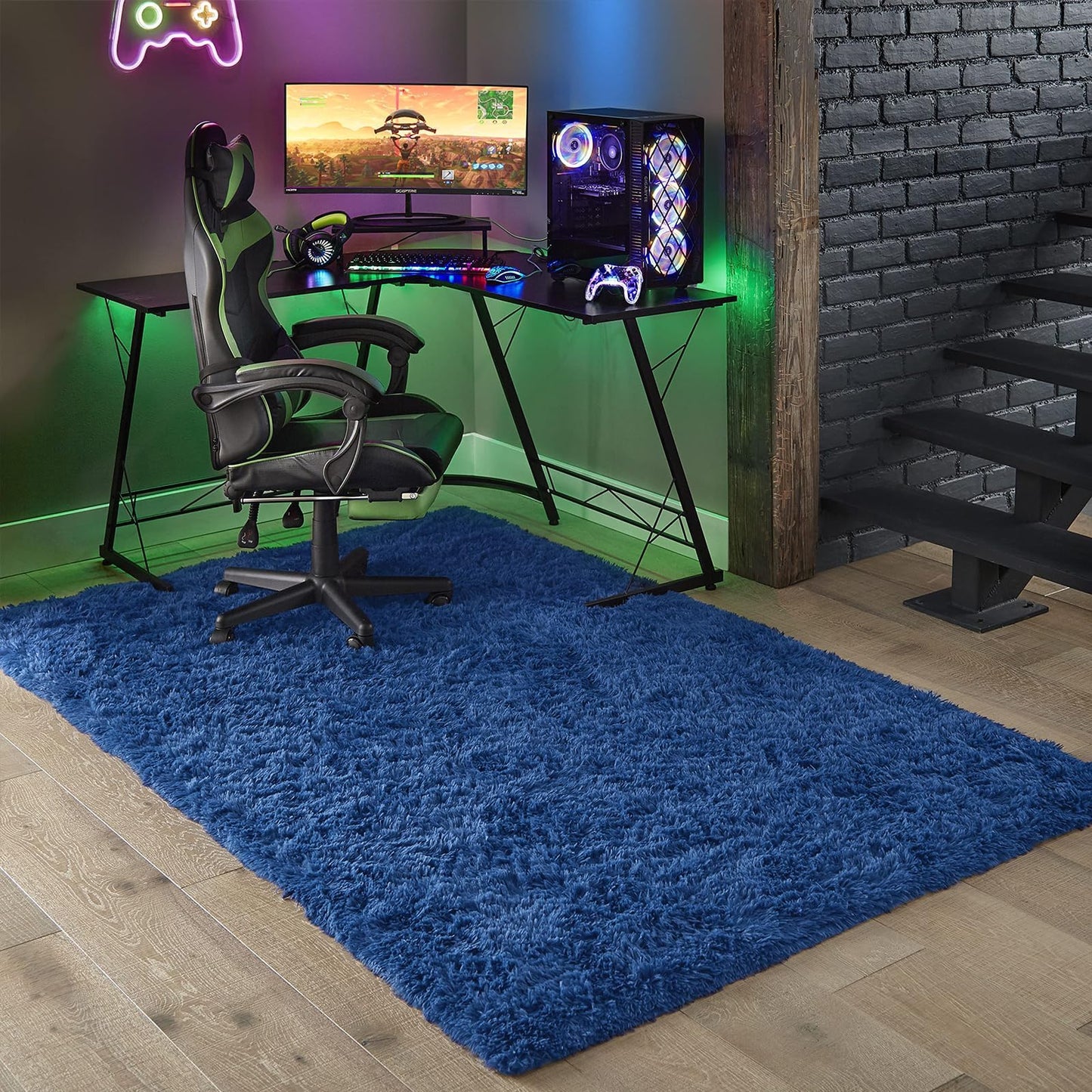 Ophanie Blue Rug, Boys 4x6 Rugs for Bedroom Royal Dark Blue Carpet Nursery Aesthetic, Kids Playroom Navy Area Rugs for Girls Teen Home Decor, Fluffy Shag Bedside Floor Living Room Carpet