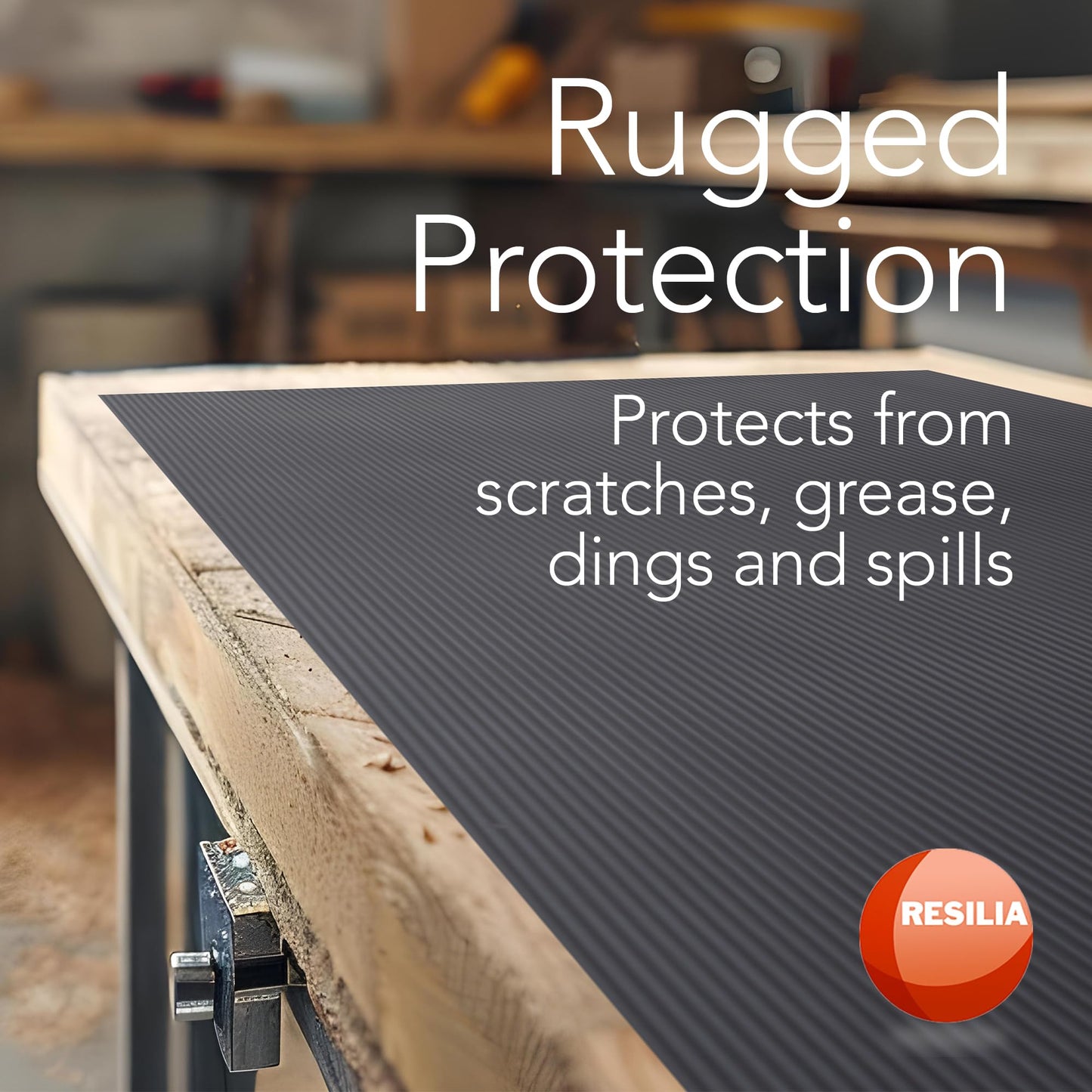 RESILIA Black V-Groove Utility Runner - Waterproof Vinyl Floor/Surface Protector, Heavy Duty Mats, Indoor Hardwood, Hard Floors, Garage, Hallway, Entryway, Kitchen, & Outdoor, 27” x 12’, Made in USA