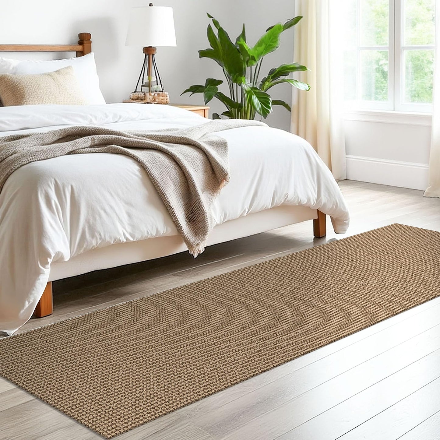 EARTHALL Woven Runner Rug 2x8 Ft Washable Runners for Hallways Cotton Non Slip Rubber Backed Kitchen Runner Braided Indoor Floor Carpet for Entryway, Hallway, Kitchen, Bedroom, Orange/Tan/Brown