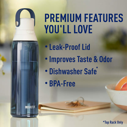 Brita Insulated Filtered Water Bottle with Straw, Reusable, Christmas Gift and Stocking Stuffer For Men and Women, BPA Free Plastic, Night Sky, 26 Ounce