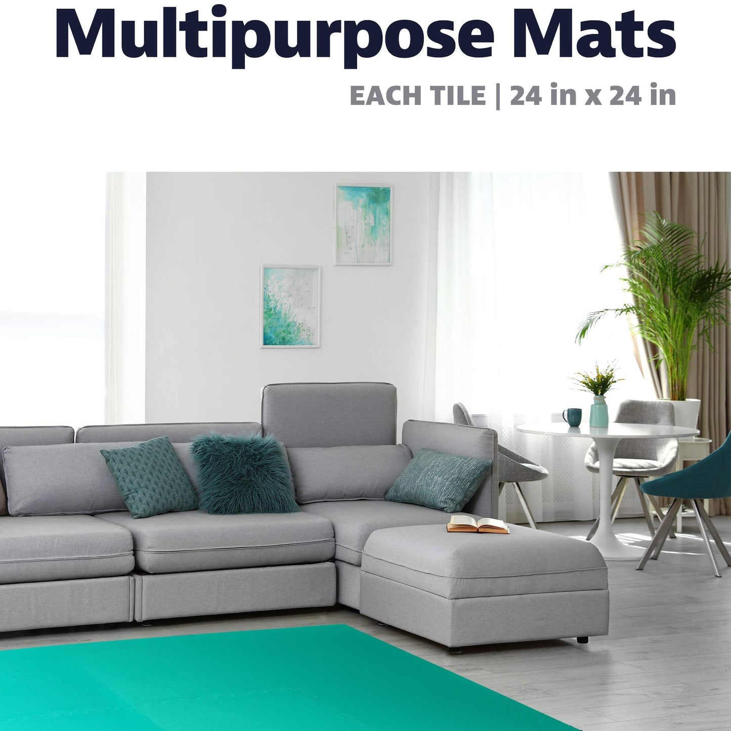 We Sell Mats 1/2" Thick Multipurpose EVA Foam Exercise Floor Mat, Interlocking Tiles, Anti-Fatigue for Home or Gym, 24 in x 24 in, 4 Tiles, Hunter Green