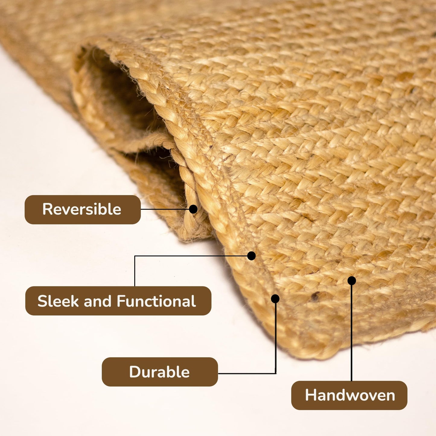 Eco Living Jute Runner Rug 2x5, Handwoven Braided Jute Kitchen Runner Floor Carpet, Natural Jute Area Rug, Runners for Hallways, Kitchen, Entryway,Bedroom, Farmhouse Boho Indoor Outdoor Rug