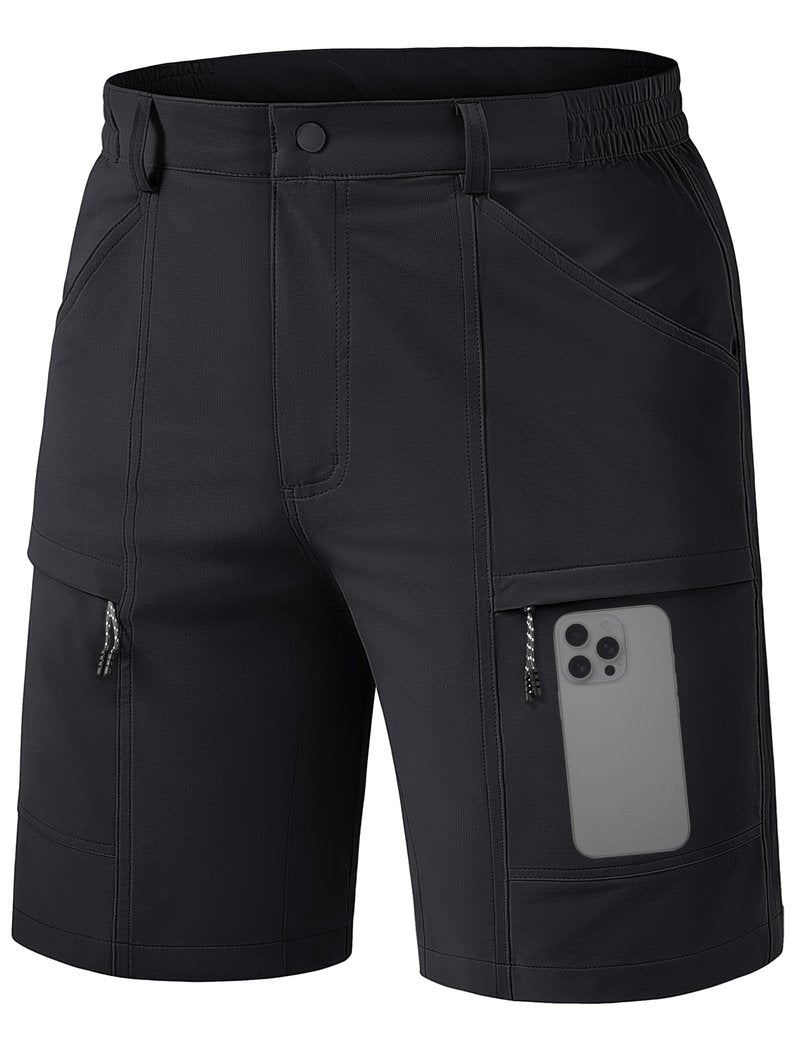 TACVASEN Men's Hiking Cargo Shorts Quick Dry Lightweight Shorts with Zipper Pockets for Casual Golf Travel Work Black 32