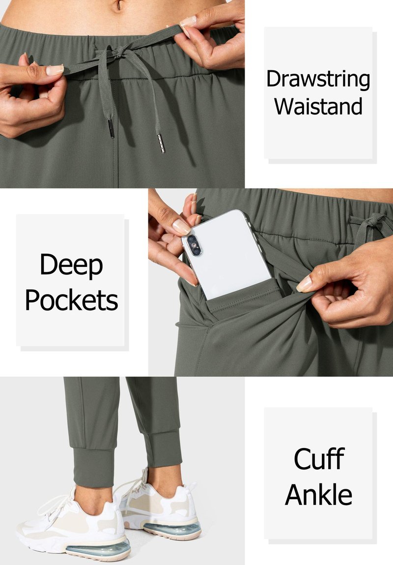 SANTINY Women's Joggers Pants Pockets Drawstring Running Sweatpants for Women Lounge Workout Jogging(Olive Green_XS)