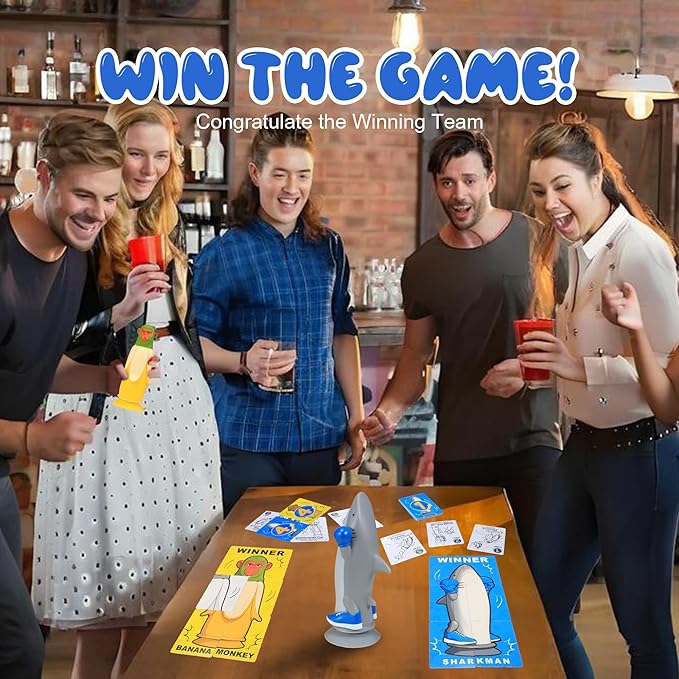 Board Games Banana Monkey VS SharkMan: Flip-Standing Throwing Game Collective Fun for Gathering | Party | Family Game Night Games for Adults and Kids