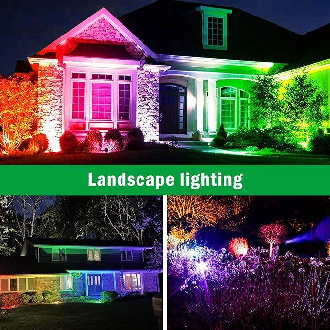 Christmas Halloween Outdoor Spot Lights RGB Spotlight 12W Color Changing Landscape Lights for Tree Yard Garden, 120V Waterproof Landscape Outdoor Spotlight with Remote Control (2 Pack)