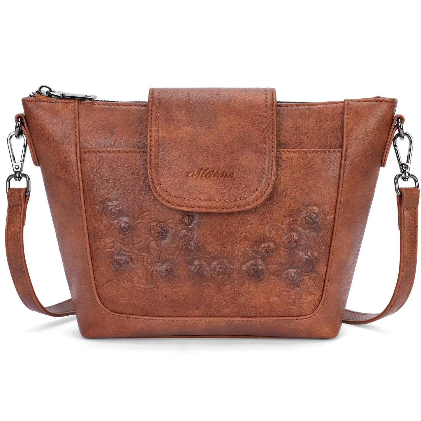 MEITRUE Crossbody Bags for Women Vegan Leather Multi-Pockets Purses Vintage Ladies Small Shoulder Bag