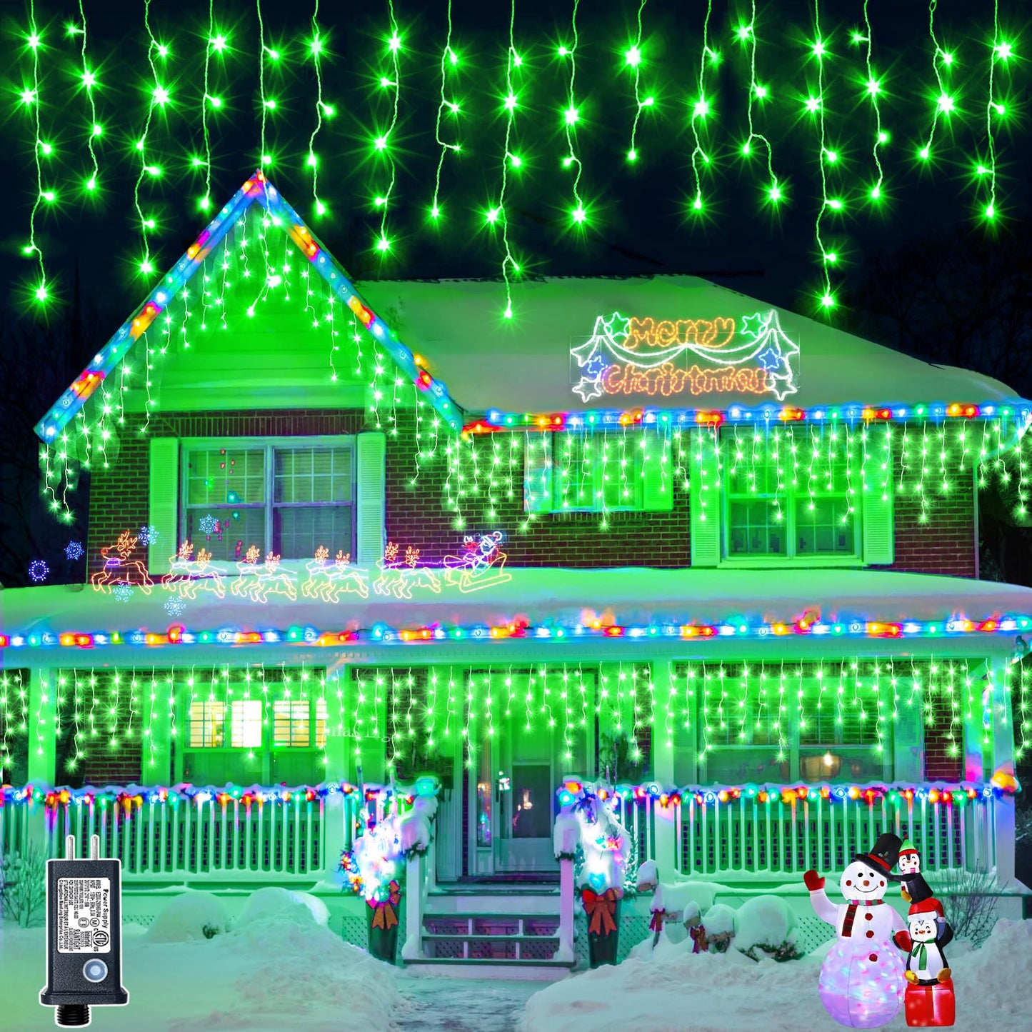 400 LED Icicle Christmas Lights Outdoor - 33FT Icicle Lights for Outside 8 Modes with 75 Drops, Plug in Waterproof Connectable Fairy String Lights for Indoor Holiday Party Christmas Decoration,Green