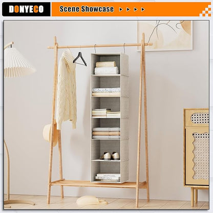 Hanging Closet Organizer, Easy Mount Foldable 6-Shelf Hanging Closet Wardrobe