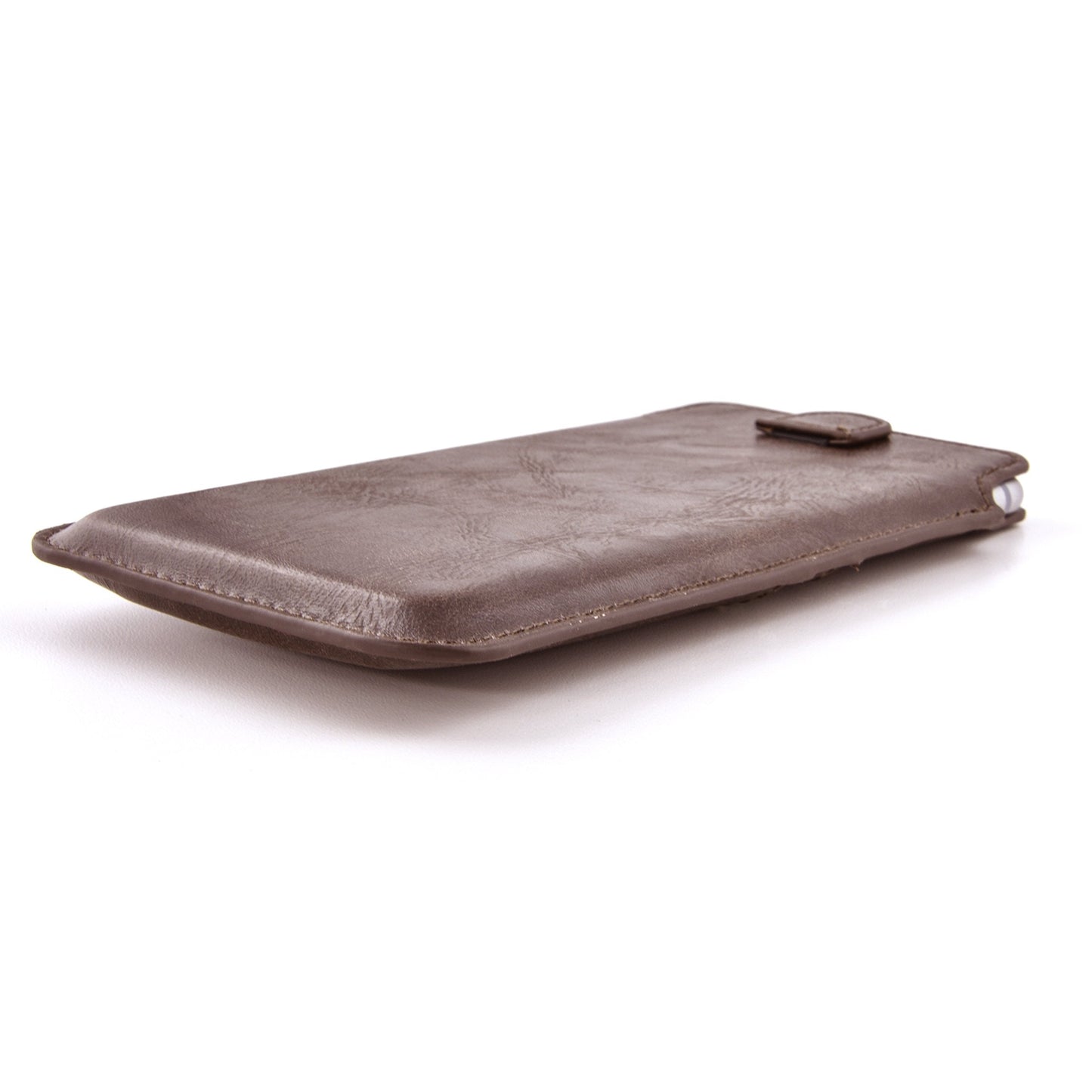 Dockem Provincial Wallet Sleeve for iPhone 11-15 Pro Max, 14-16 Plus, XS Max, 6-8 Plus (6.5/6.7 inch) – Vintage Vegan Leather Pouch Cover with 2 Card Holder Slots [Brown]