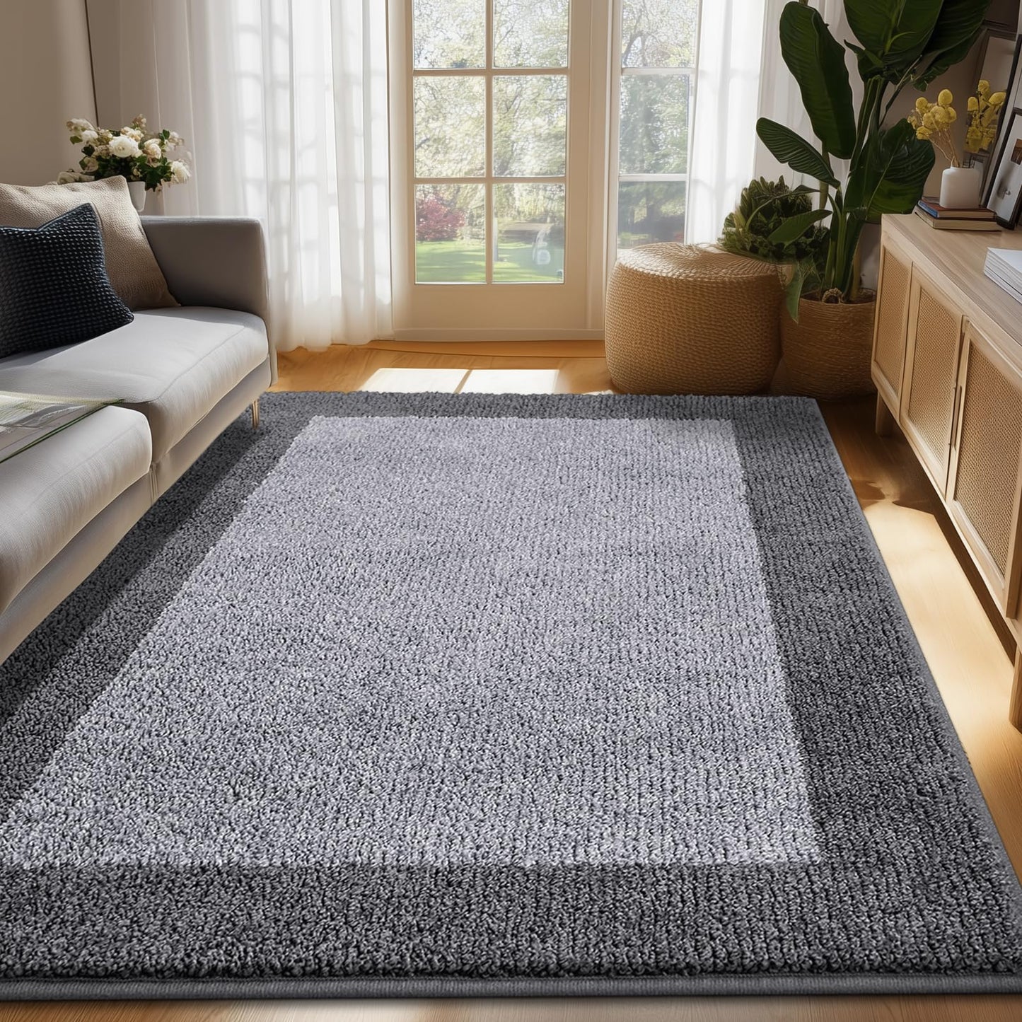 DOMUSTEX Washable Area Rug 48" x 72", Non Slip Kitchen Rug for Floor, Absorbent Entrance Runner Rug for Bedroom, Living Room, (Roll Packing)