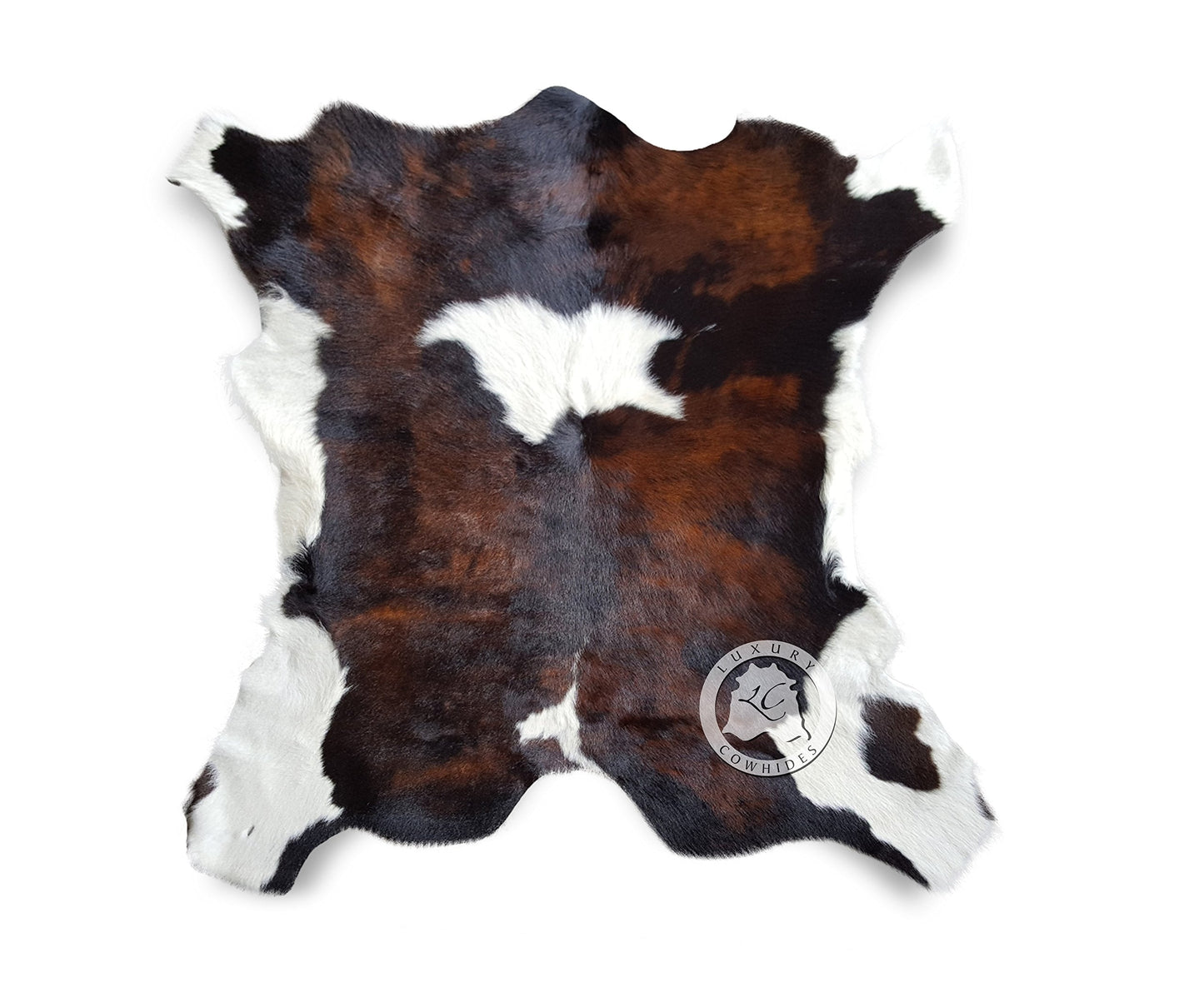 Sunshine Cowhides 100% Genuine Calfskin Tricolor Exotic Calf Hide Cowhide Rug - Modern Style Animal Skin Rug & Floor Carpet for Living Room, Bedroom, Kitchen & More - Small (3 x 3 Ft.)