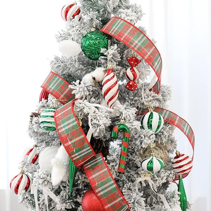 Christmas Ball Ornaments Set Shatterproof Christmas Tree Ornaments 24 PCS Painted Shaped Styles Xmas Tree for Holiday Decor,Red and Green
