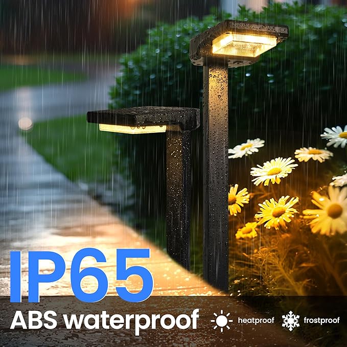 Solar Lights Outdoor, 2Pack Smart Pathway Lights with Color Changing &Sync, 9Modes (Warm/Cool White,RGB) for Driveway,Walkway,Garden,Yard,Fence,Patio,Lawn,Step Waterproof