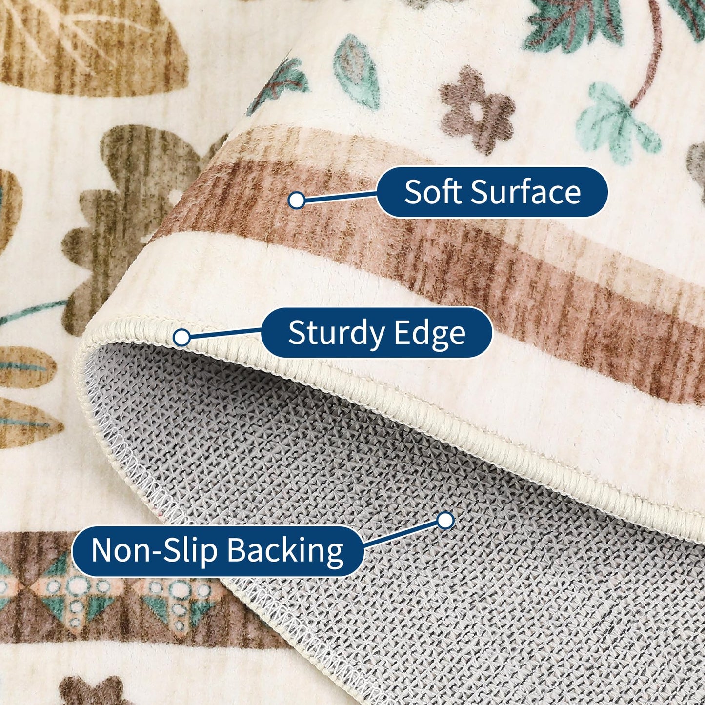 GarveeHome Rugs for Living Room 9x12 Machine Washable Soft Print Boho Low Pile Flower Area Rugs Non-Slip Backing Stain Resistant for Bedroom Farmhouse Dining Room Nursery Beige
