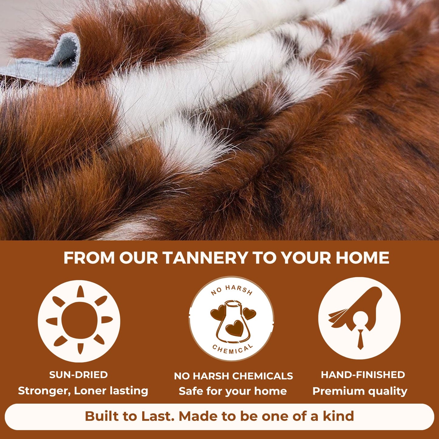 rodeo Full Grain Hair on Genuine Cowhide Rug: Real Animal Print Rug for Western Home Decor & Rustic Cow Rugs for Living Room - Western Rugs, 6x7ft - Unique Country Style Hide Decor - Brindle Nutella