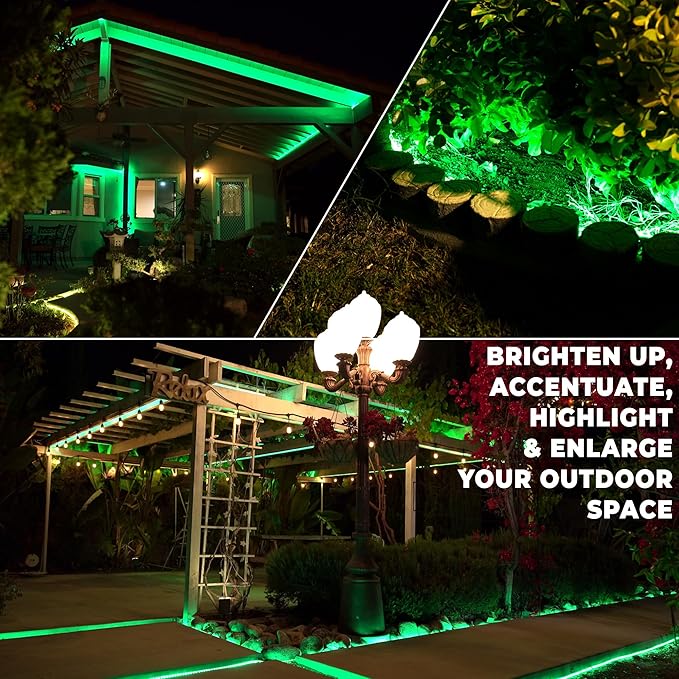 WYZworks 1116LEDs 100ft LED Outside Rope Lights, Outdoor ETL Certified Waterproof Permanent 360 Degree Light Emitting, Flexible Tube, Connectable, Christmas Palm Tree Exterior Landscape, Green