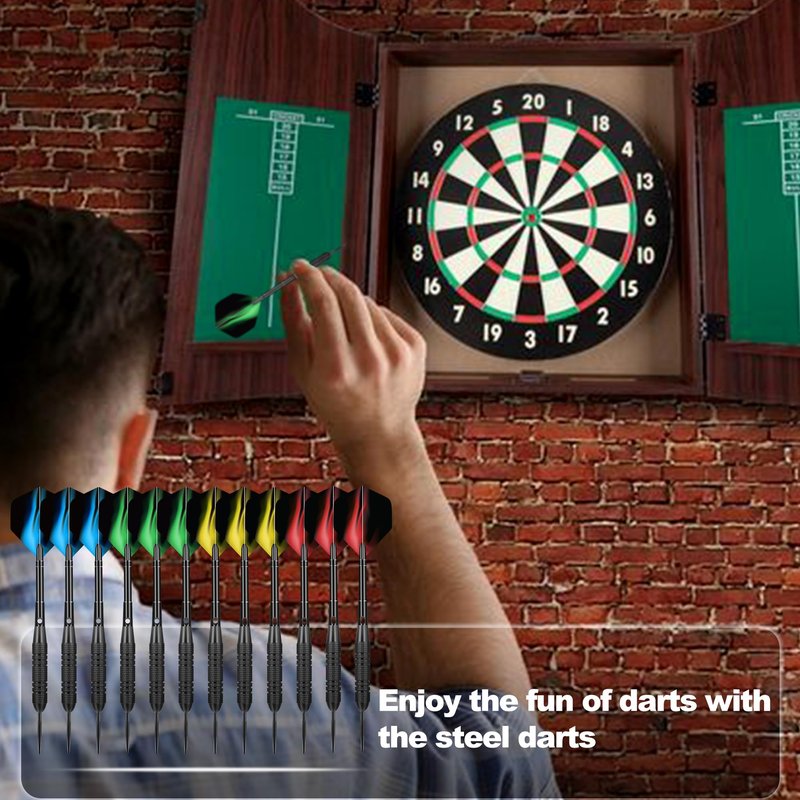 WayArrival 12 Pack Steel Tip Darts, 24g Metal Dart Set with Premium Aluminum Shafts and 4 Style PET Flights, Perfect for Beginners & Darts Enthusiasts, Easy to Use, Accurate & Durable