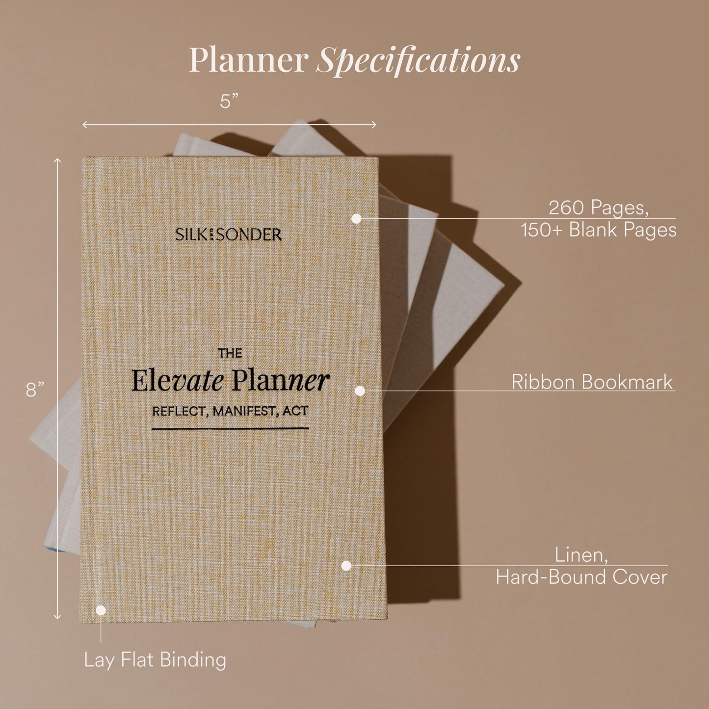 The Elevate Planner, Yearly Goal Planner 2026, Calendar Journal 2026, Planners for Women and Men, Best Goal Planners, Monthly Journal, Reflect, Manifest, Act, Silk and Sonder