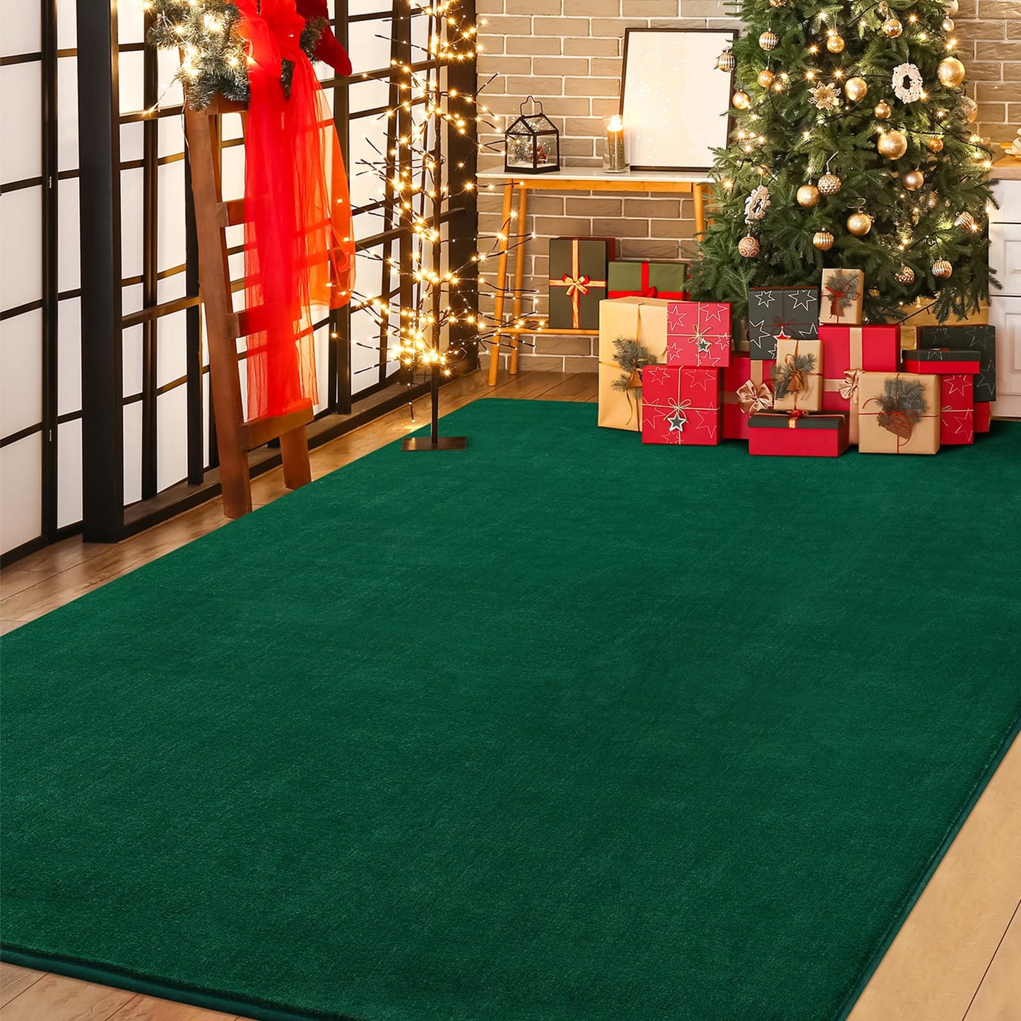 Softlife Green 4x6 Area Rug for Bedroom Living Room, Solid Non-Slip Fluffy Carpet with Soft Low Pile for Kids Boys Girls, Machine Washable Fuzzy Aethetic Rugs Home Dorm Decor
