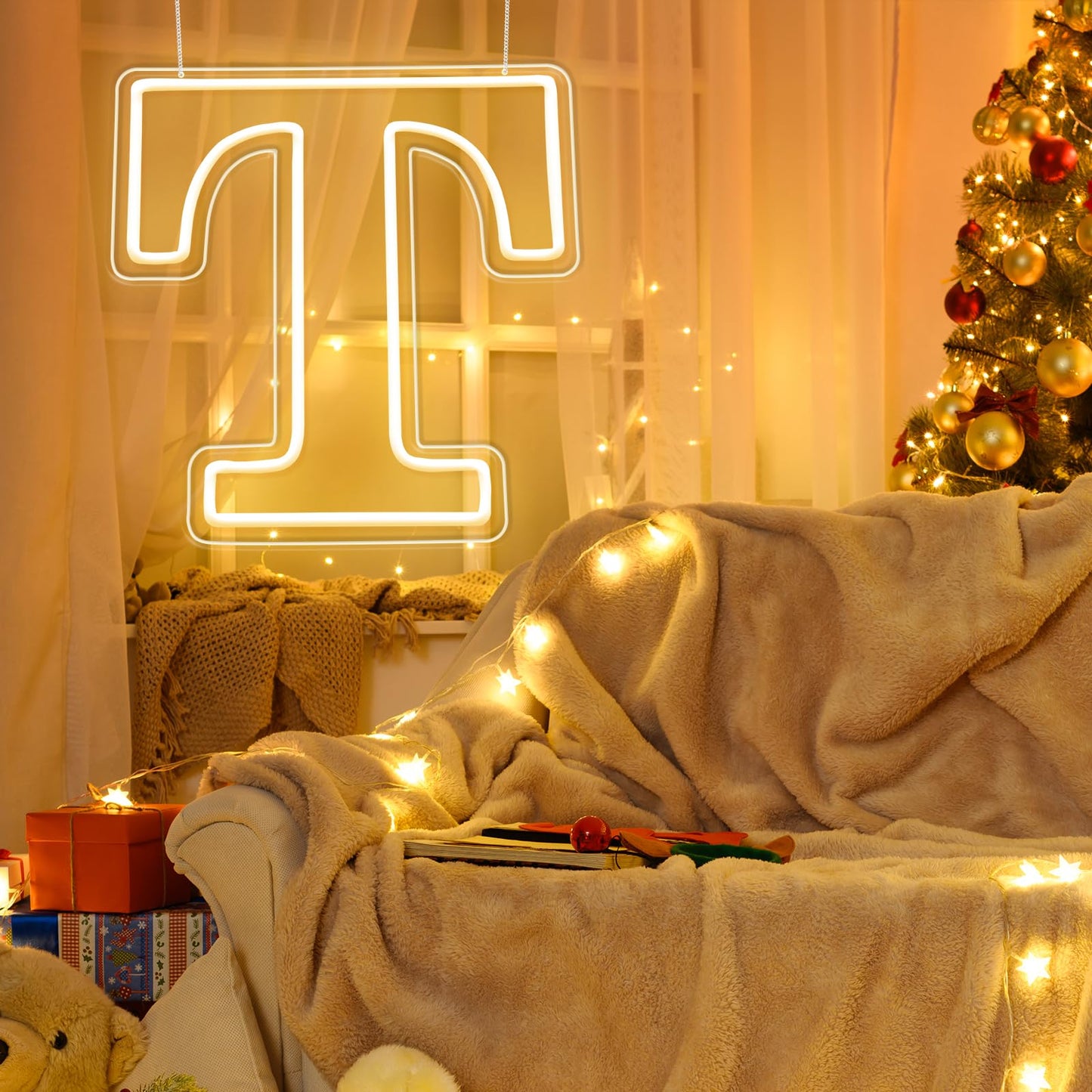 RumonZS Light Up Letters T LED Letters Lights Neon Sign 26 Alphabet 11.4"Decorative Lighted Alphabet for Wedding Party Birthday Bar Christmas Home Decor Letter Lights (Warm White)