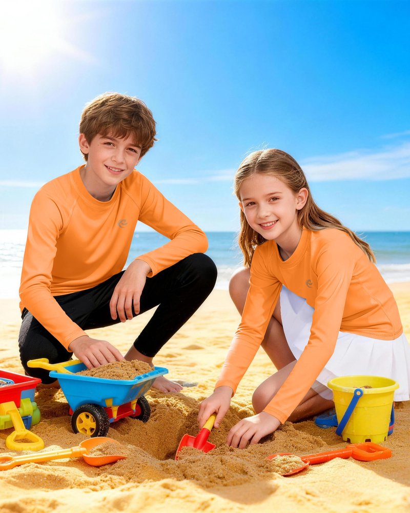 Kids Boys Fishing Sun Shirts, Outdoor Long Sleeve Lightweight UPF 50+ Running Rash Guard Shirt