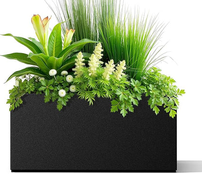 Tall Metal Planter, 10" W×16.3" H Large Rectangular Planter Box for Outdoor or Indoor, All-Weather Durable Plant Box with Drainage Holes & Removable Shelf for Patio, Porch, Garden, Trees, Flowers