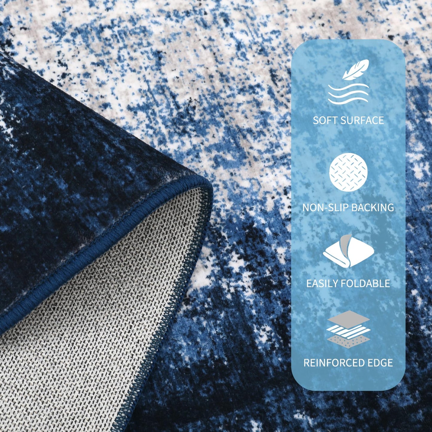 GarveeHome Abstract Area Rugs 5x7 Ultra-Soft Modern Indoor Carpet, Stain-Resistant Neutral Floor Cover, Non-Slip Distressed Throw Rug, Easy Cleaning, Perfect for Living Room, Office, Blue