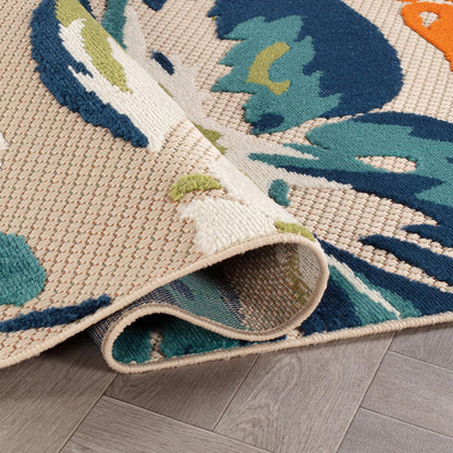 Rugshop Multi Bergamo Floral Indoor/Outdoor Oval Area Rug Machine Washable for Patio, Deck and Living Room, 5' x 7' Oval