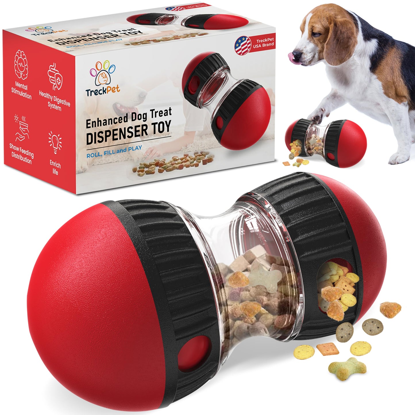 TRECKPET Treat Dispensing Dog Toys – Dog Puzzles for Smart Dogs – Dog Puzzle Toy for Boredom,Mental Stimulation, Enrichment and Training – Durable and Fun for All Breeds