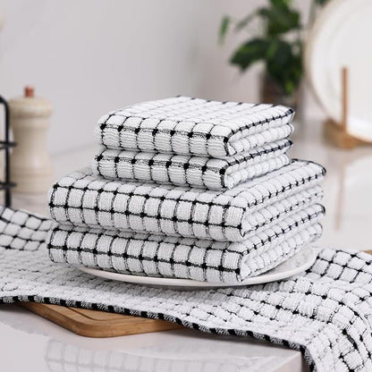 Homaxy Kitchen Towels and Dishcloths Set, 16 x 25 and 12 x 12 Inches, Super
