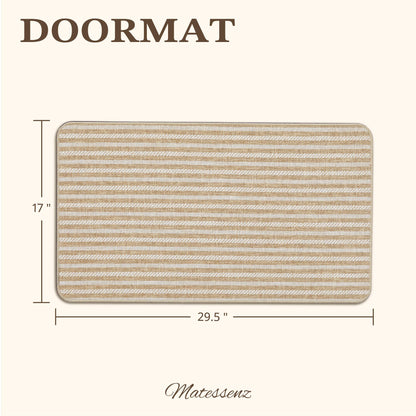 MatEssenz Pet-Friendly Indoor Door Mat - Premium Woven Muddy Paws Dog Mat, Machine Washable Entryway Rug with Durable Rubber Backing, Low Profile Inside Doormat for Dogs, Cats, 17"x29.5", Khaki