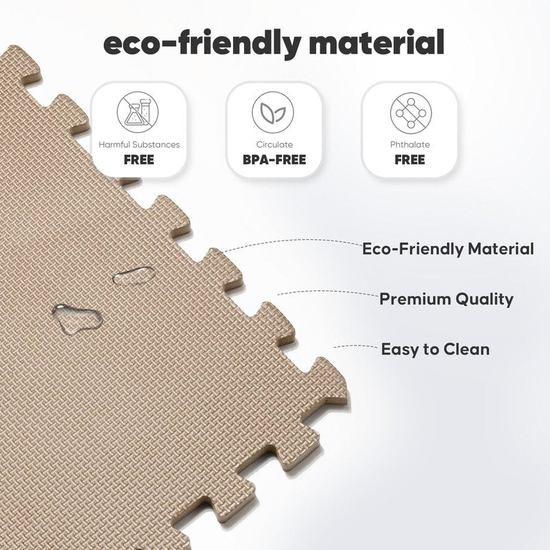 Home Gym Mat, Puzzle Exercise Mat, EVA Interlocking Foam Floor Tiles for Home Workout Equipment and Kids' Play Areas - Blue, 24 in x 24 in x ½ in - (Brown, 12 Pack (48 SQ FT))