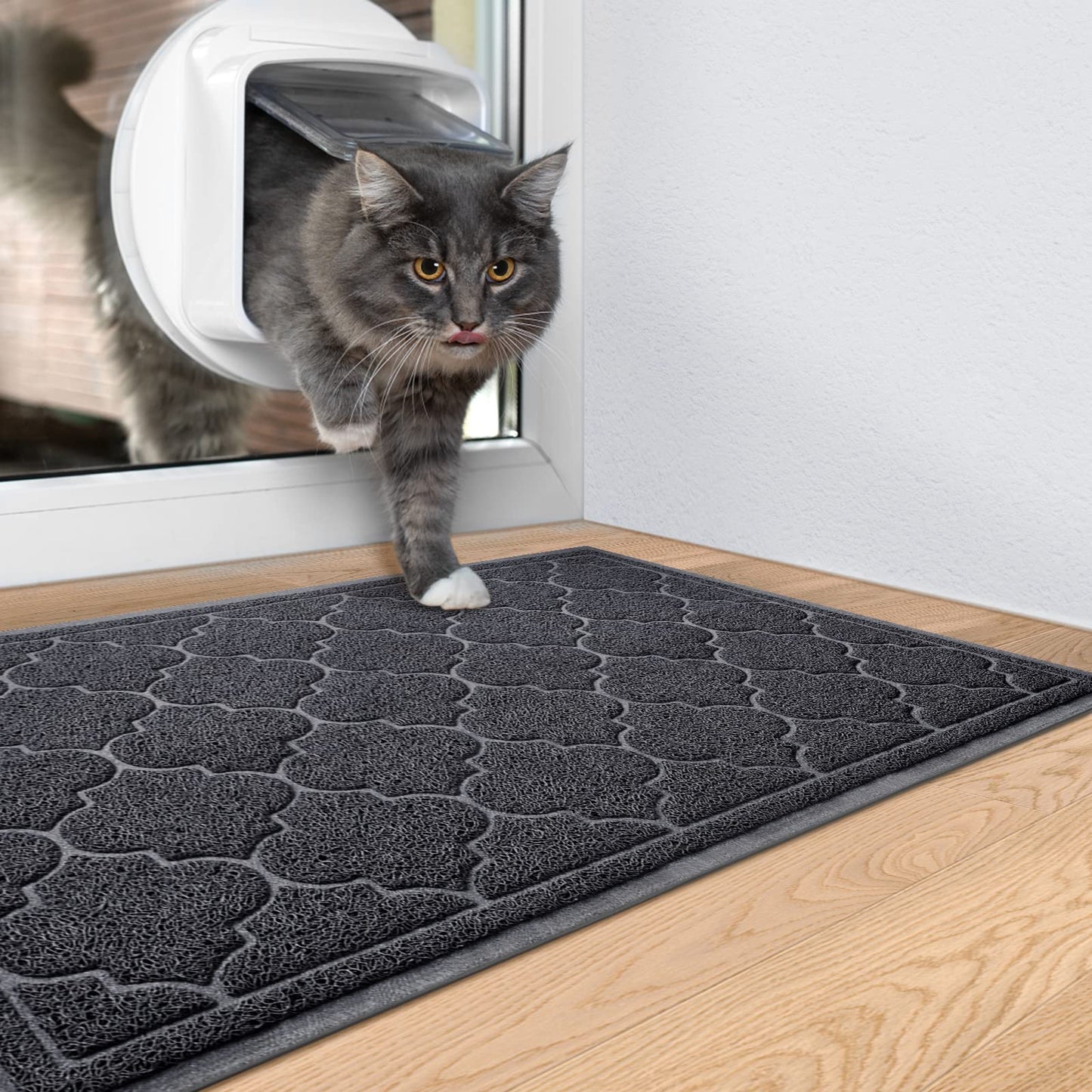 LuxStep Door Mat Large Indoor Outdoor Doormat, Non-Slip Low-Profile Design Floor Mat, Durable Trap Dirt and Dust Front Door Welcome Mat for Entryway,Patio,Garage,High Traffic Areas,(Black, 17"x30")