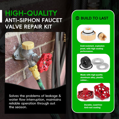2-Pack Universal Outdoor Faucet Repair Kit with VACVBKX1B Vacuum Breaker Kit, Anti-Siphon Frost-Free Hose Bib Sillcock Valve Replacement, Wall Hydrant Complete Replacement Kit