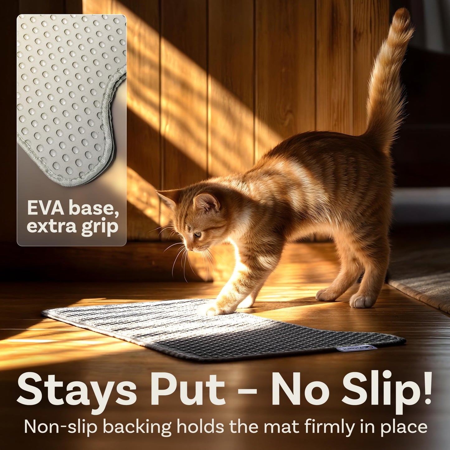 Cat Litter Mat – 19.7" x 15.8" Small Honeycomb Dual-Layer Litter Trapping Mat - Waterproof, Urine Resistant, Non-Slip, Quick Clean Floor Guard for Indoor Kitty Boxes