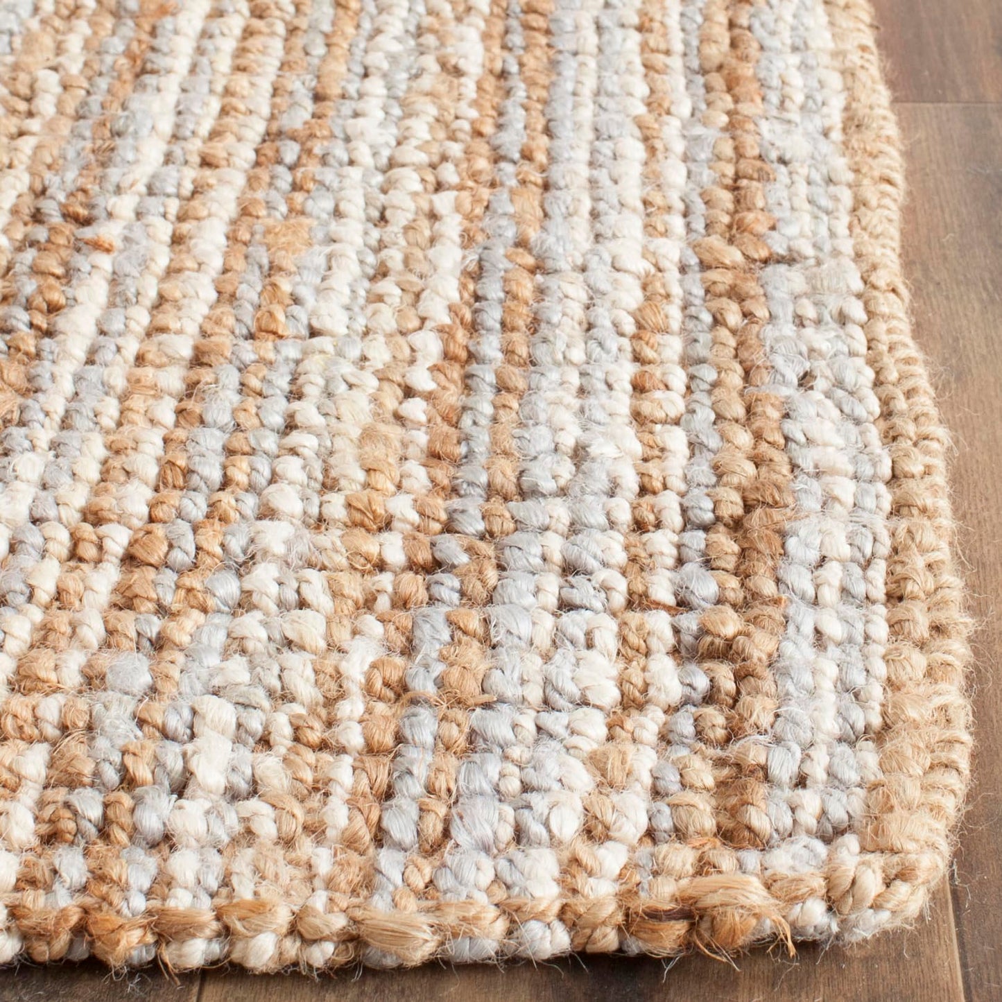 SAFAVIEH Area Rug 3x5 - Natural Fiber Collection - Grey & Natural Brown, Handmade Jute, Farmhouse Style, Chunky Textured Thick Pile (NF447K)