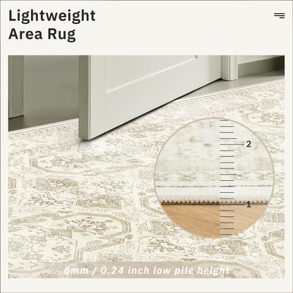 Soalmost 8x10 Area Rugs, Washable Rugs, Large Stain Resistant Beige Area Rug for Living Room Bedroom Dining Room, Vintage Farmhouse Rug