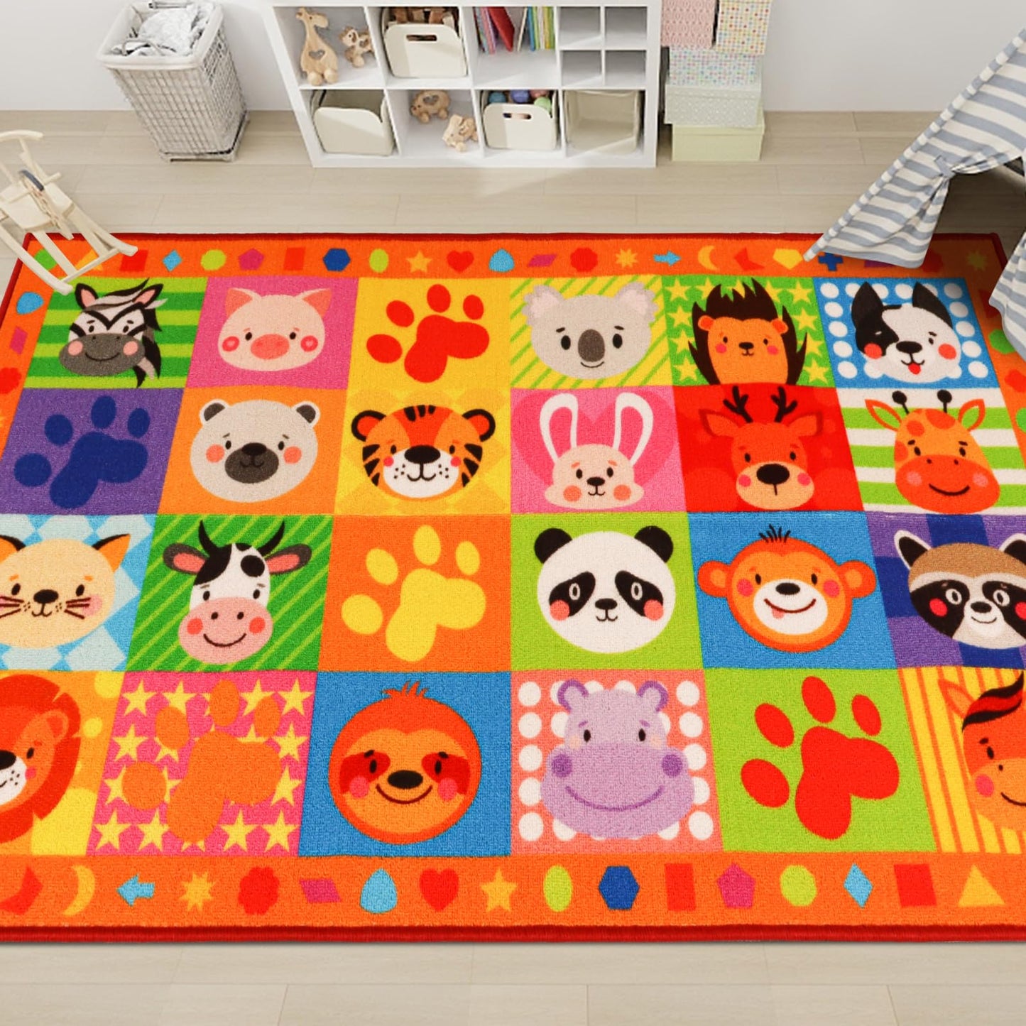 Classroom Carpet Kids Rug,3'3" x 5'3" Cute Animal Kids Rugs for Playroom,Non-Slip Educational Classroom Rug,Washable Preschool Rugs for Classroom Elementary Playroom Kids Room