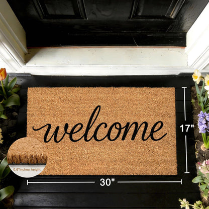 ULTSOFE Natural Coco Coir Door Mat with Heavy Duty Backing, 17" x 30" Anti-Slip Coconut Welcome Mat Outside Entrance, Easy Clean Front Door Doormat for Entry, Porch, Patio, Garden, Garage, Mudroom