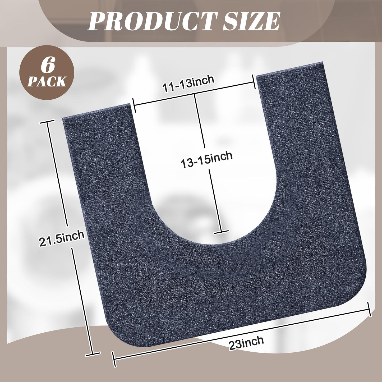 Drydiet 6 Pack Toilet Mat Round Commode Potty Training Urinal Mats Rubber Toilet Training Rug Pads Absorbent Rugs U Shaped Urinal Floor Mats for Bathroom Restroom, Gray (Classic Style)