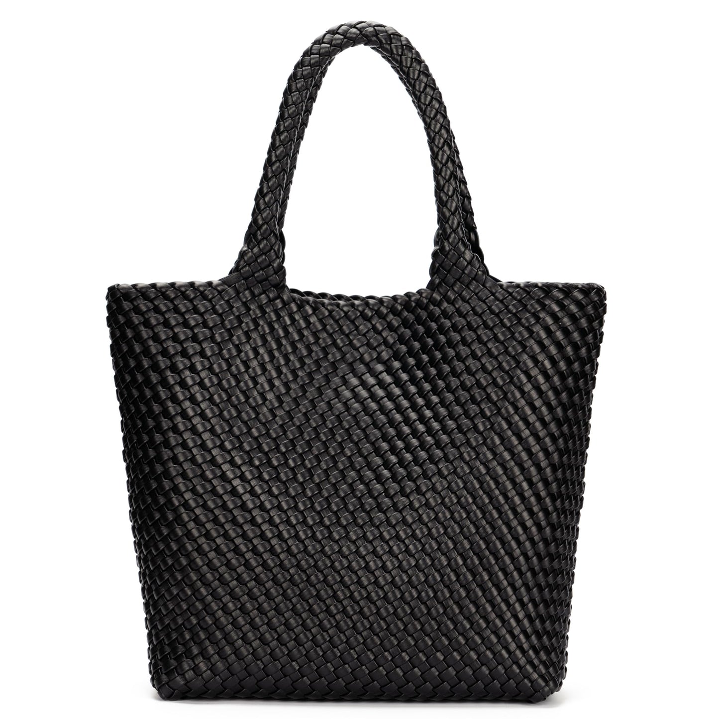 BAGOK Woven Tote Bag for Women, Handwoven Vegan Leather Shoulder Bag with Zipper Clutch, Large Tote Purse for Work, Travel, Beach & Weekend Getaway