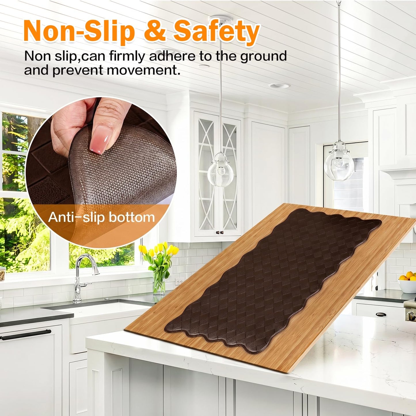 Kitchen Mats for Floor 3 Pcs Kitchen Rugs Non Slip Standing Mat Anti-Fatigue Cushioned Mat Sets Waterproof Kitchen Rug Foam Comfort Mat for Kitchen,Sink,Laundry Floor